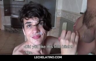 Hottest Latin boy gets facial cumshot from older daddy-LECHELATINO.COM